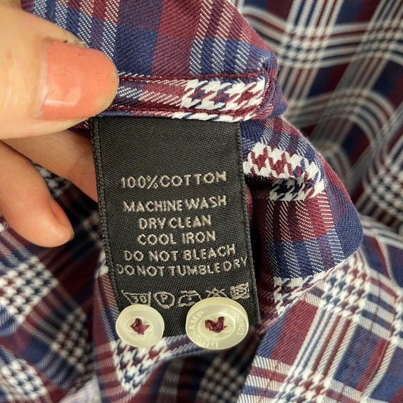 Duchamp Red & Blue Plaid Tailored Fit Dress Men's Shirt Woven in Italy Sz M-L - Picture 7 of 8